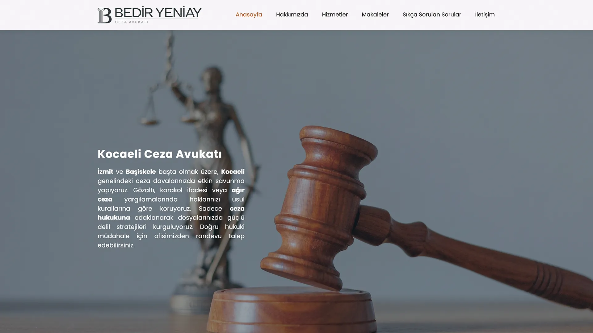 Avukat Bedir Yeniay web sitesi ekran görüntüsü