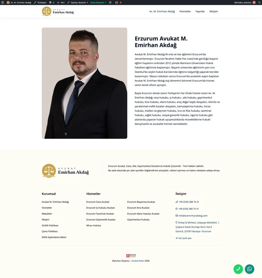 Avukat Emirhan Akdağ web sitesi sayfa 2