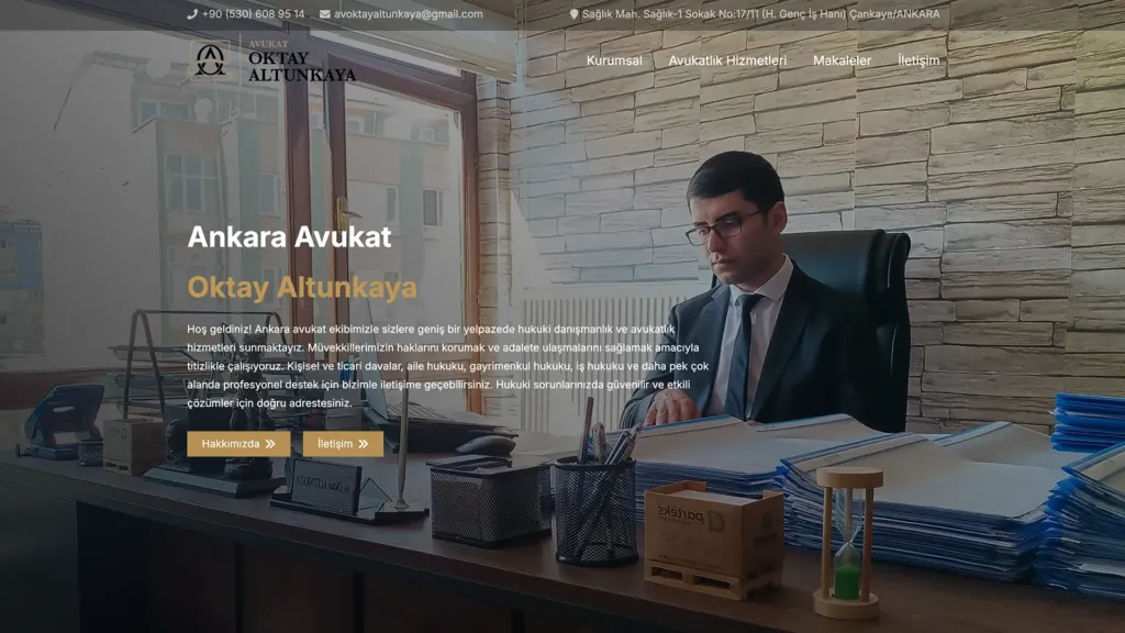 Avukat Oktay Altunkaya web sitesi ekran görüntüsü