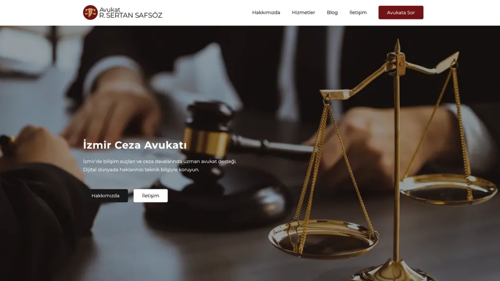 Avukat Ramazan Sertan Safsöz web sitesi ekran görüntüsü