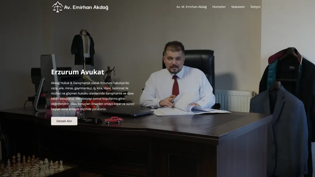 Avukat Emirhan Akdağ web sitesi ekran görüntüsü