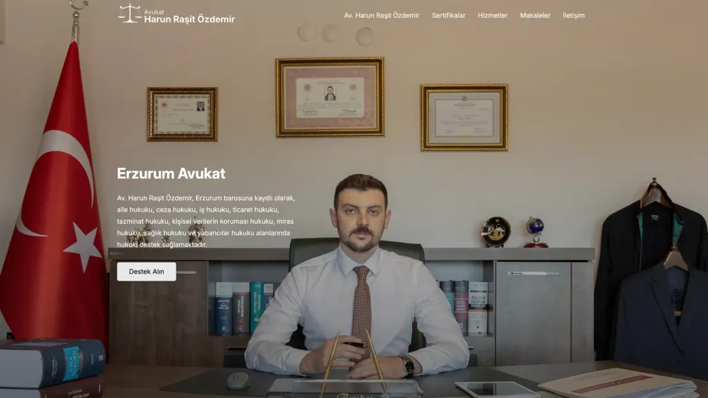 Avukat Harun Raşit Özdemir web sitesi ekran görüntüsü