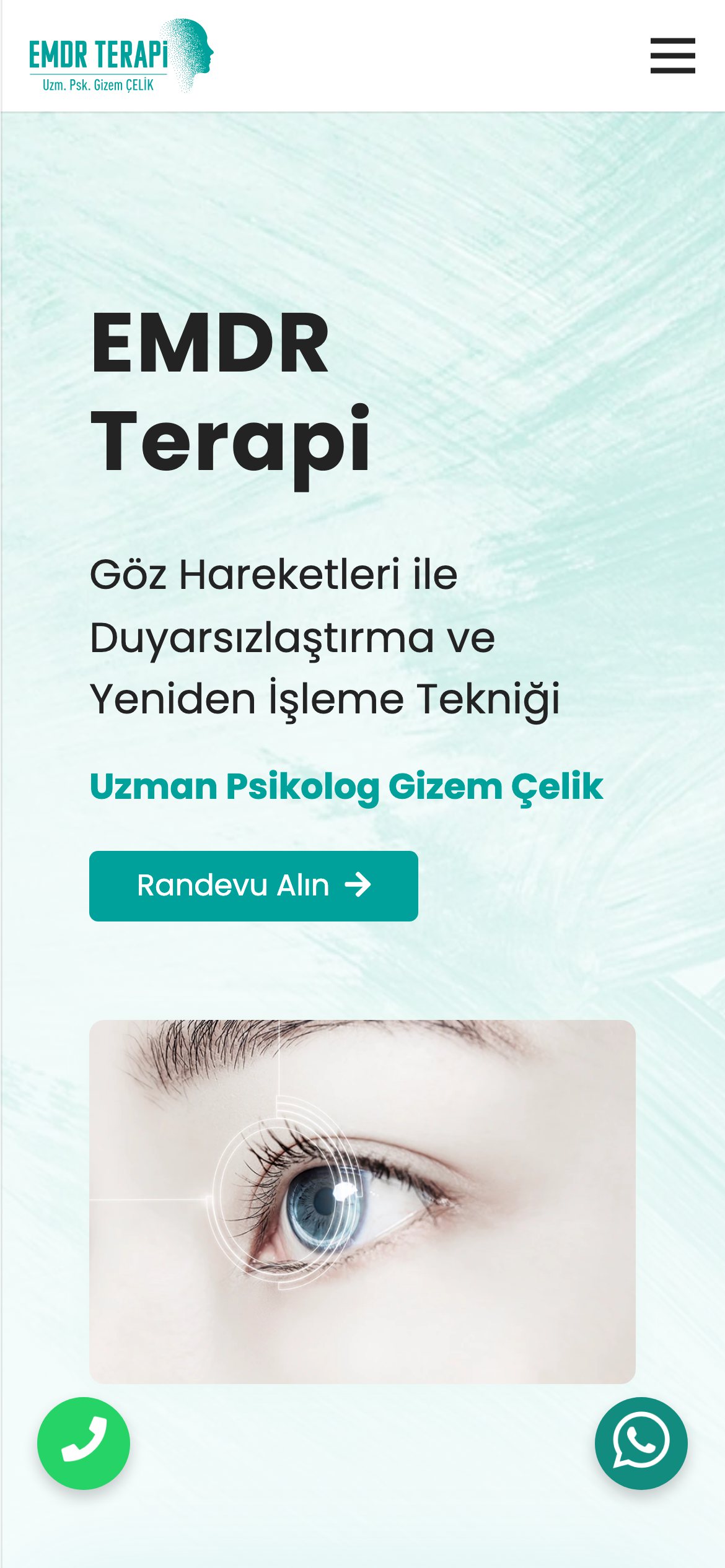 EMDR Terapi web sitesinin mobil görünümü