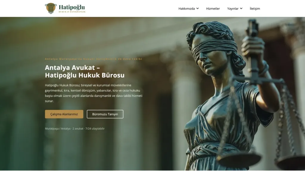 Hatipoğlu Hukuk Bürosu web sitesi ana sayfa