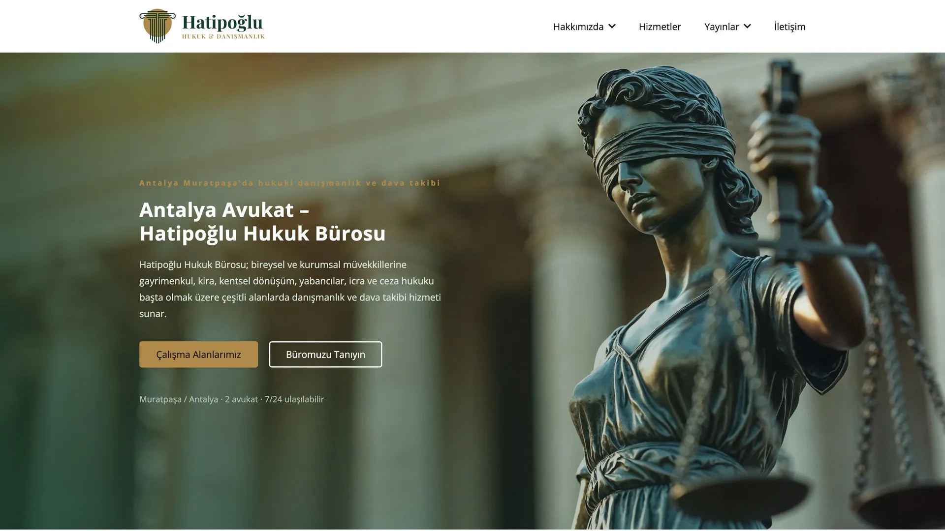 Hatipoğlu Hukuk Bürosu web sitesi ana sayfa