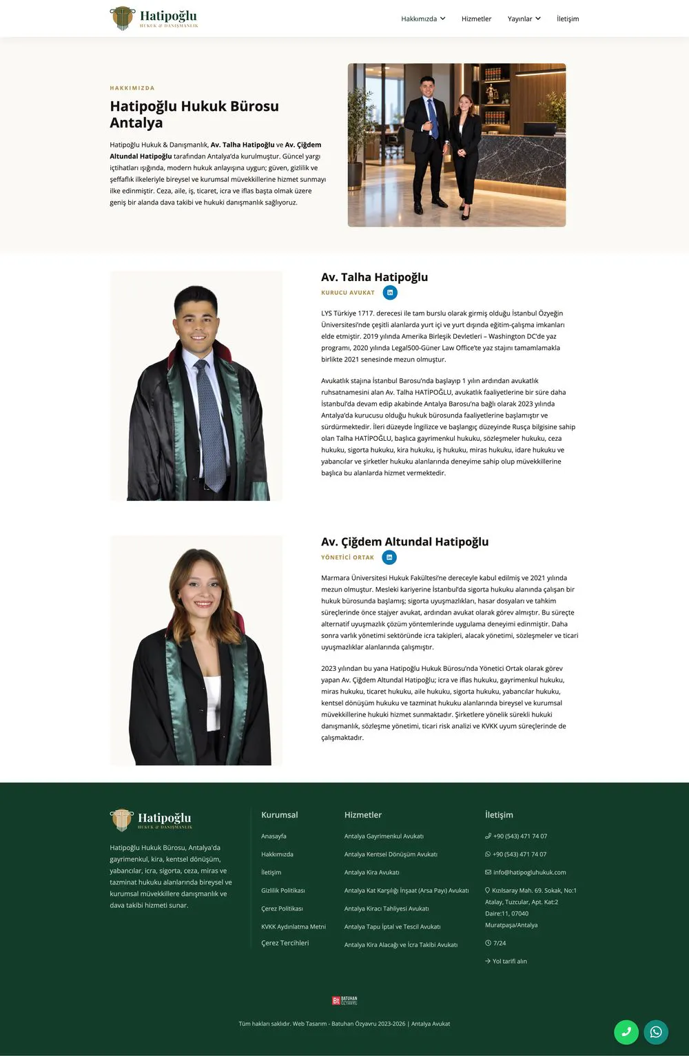 Hatipoğlu Hukuk Bürosu web sitesi sayfa 2