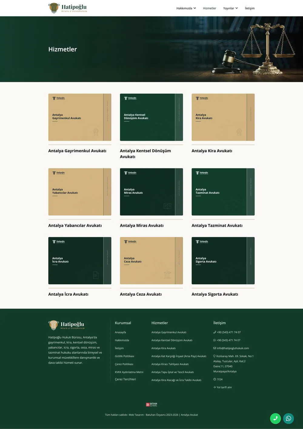 Hatipoğlu Hukuk Bürosu web sitesi sayfa 3
