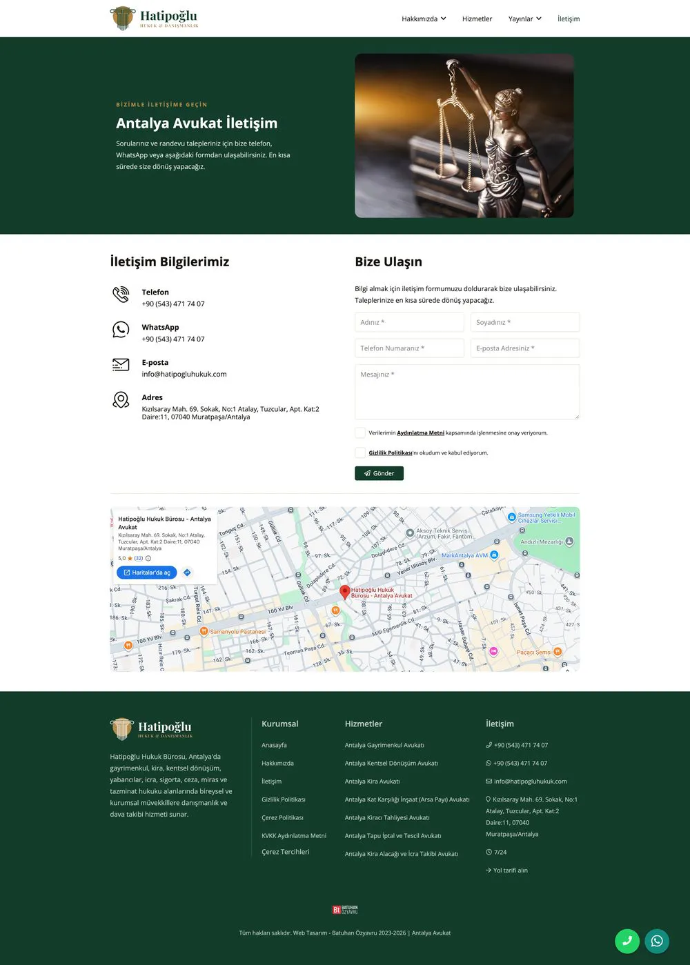 Hatipoğlu Hukuk Bürosu web sitesi sayfa 5