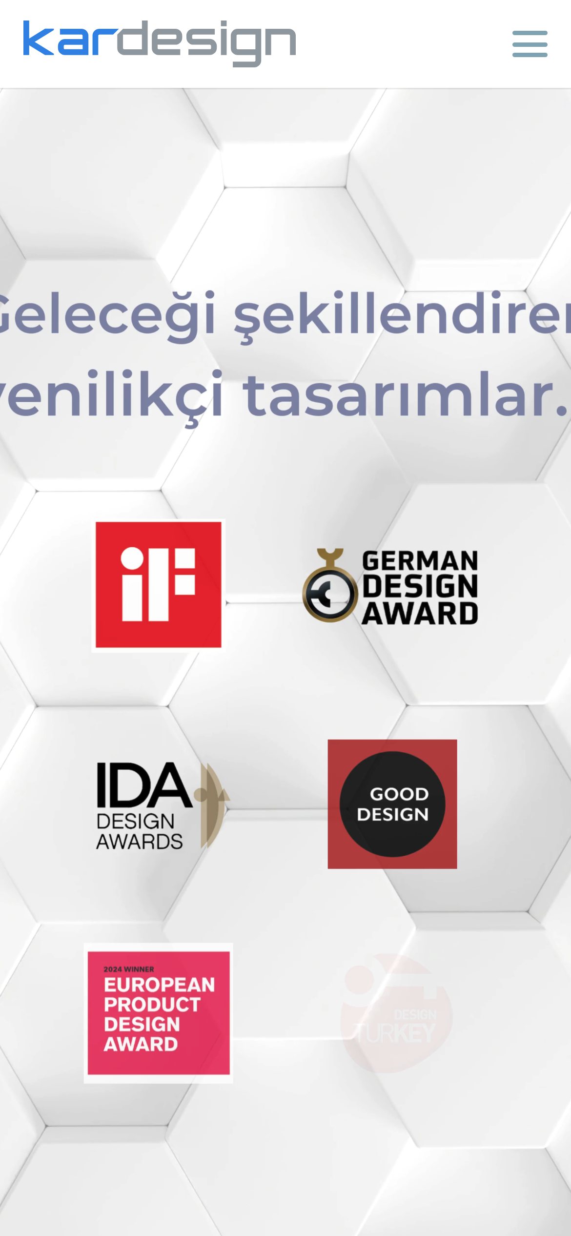 Kardesign web sitesinin mobil görünümü