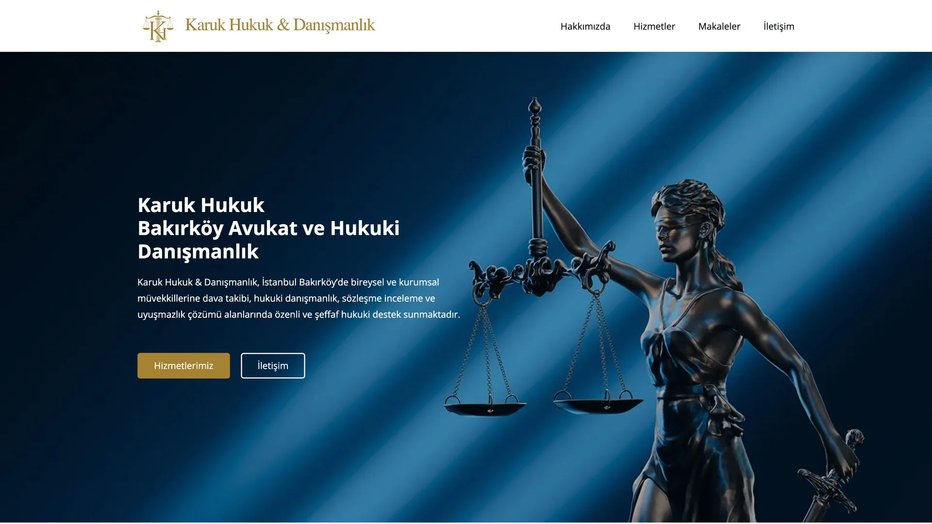 Karuk Hukuk & Danışmanlık web sitesi ana sayfa