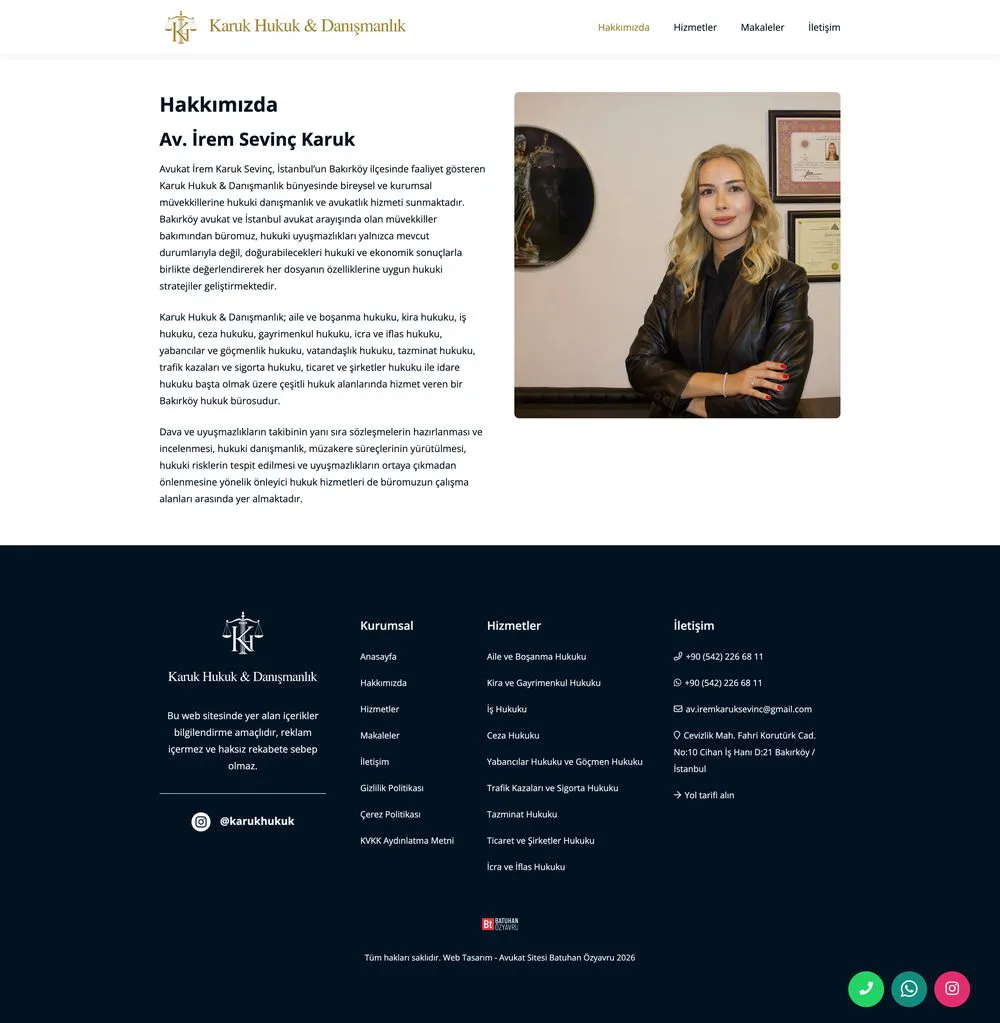Karuk Hukuk & Danışmanlık web sitesi sayfa 2