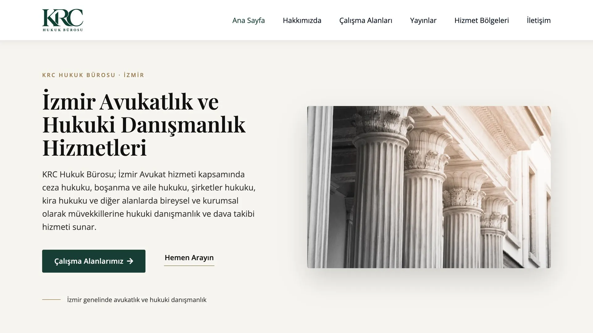 KRC Hukuk Bürosu web sitesi ana sayfa