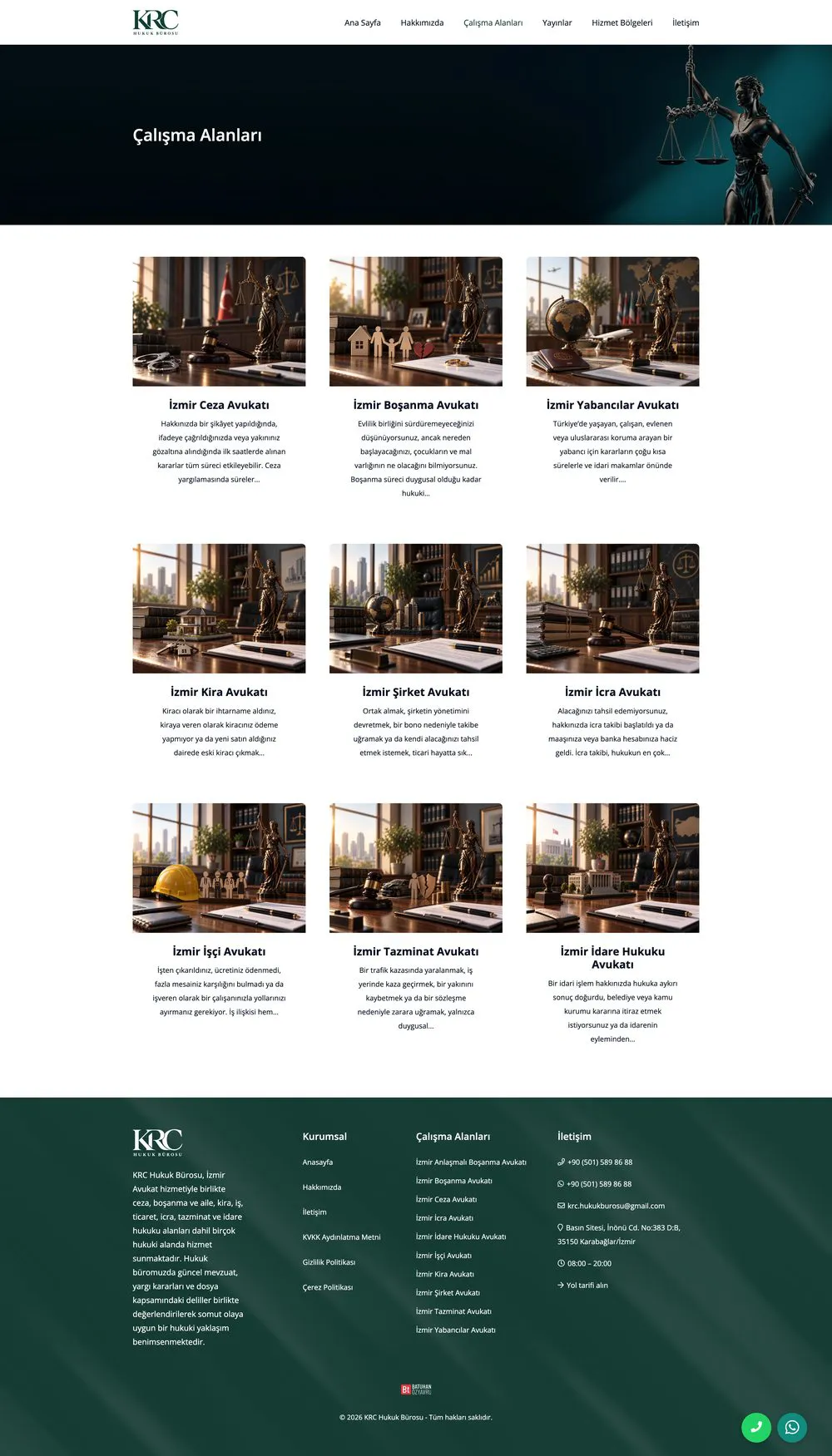 KRC Hukuk Bürosu web sitesi sayfa 3